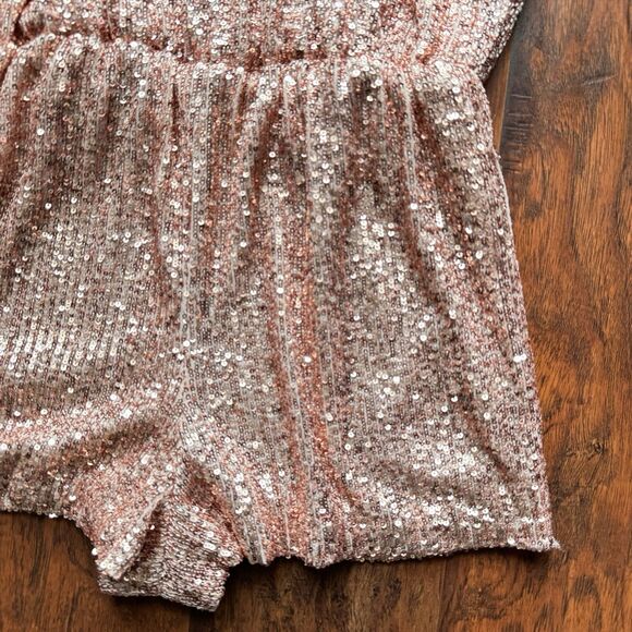 Juan Carlos Pink Sequin Romper Sz Small Bachelorette Birthday Party Vegas Bridal - Picture 13 of 15